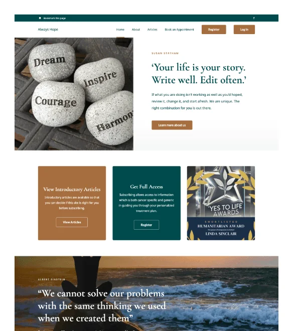 Always Hope website designed by AFWD
