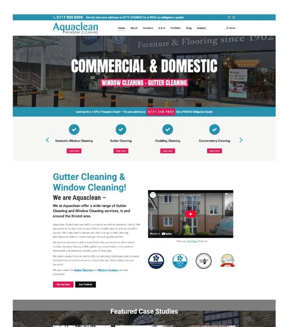 Aquaclean Window Cleaning website designed by AFWD