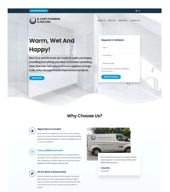 Ben Cory Plumbing & Heating website designed by AFWD