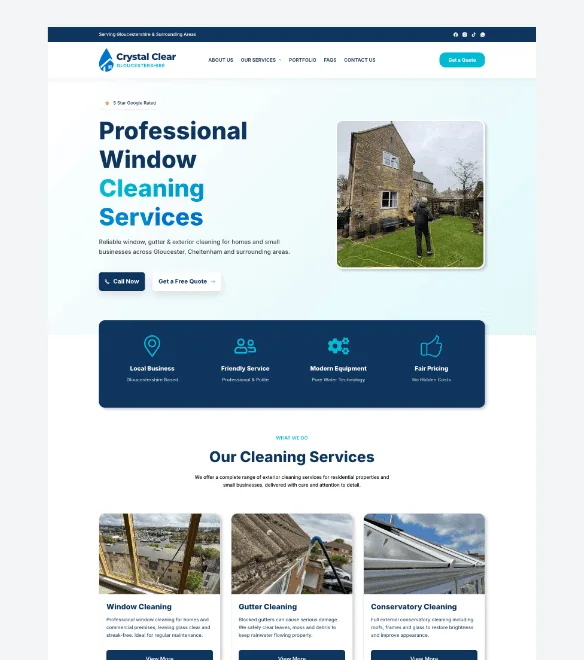 Crystal Clear Gloucestershire website designed by AFWD