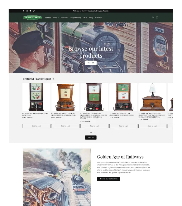 Junction Railway Ana website designed by AFWD
