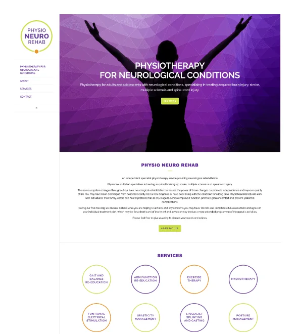 Physio Neuro Rehab website designed by AFWD