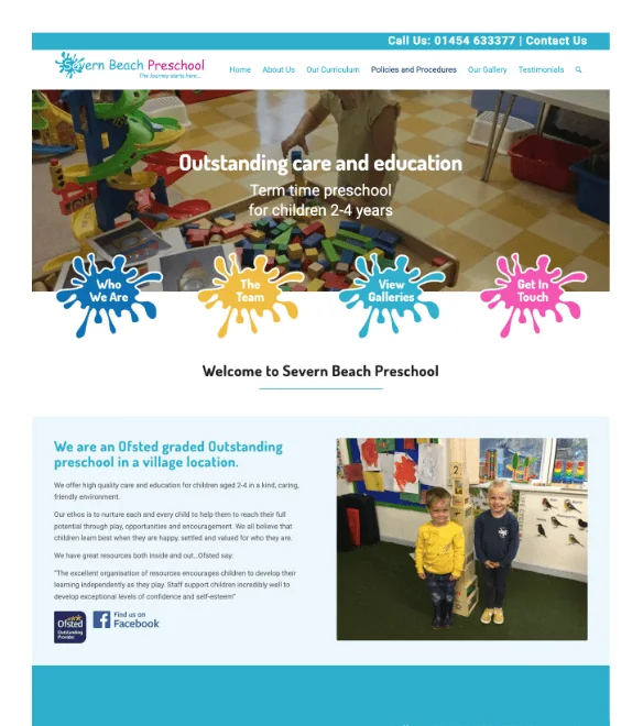 Severn Beach Preschool website designed by AFWD