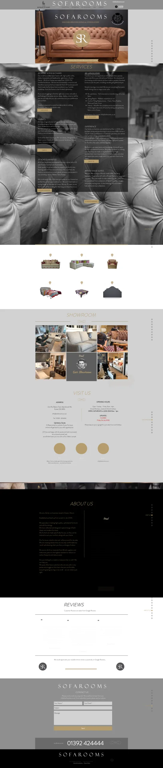 Opening of the original Sofarooms Wix website. Select to view the full before screenshot.