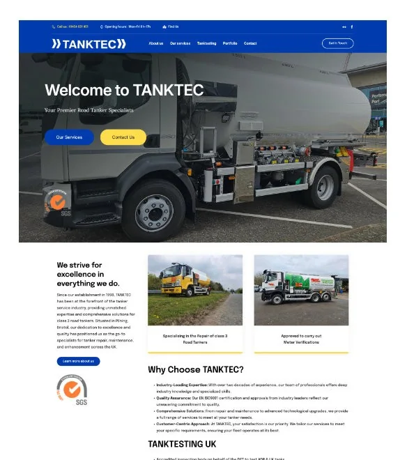 TankTec Ltd website designed by AFWD