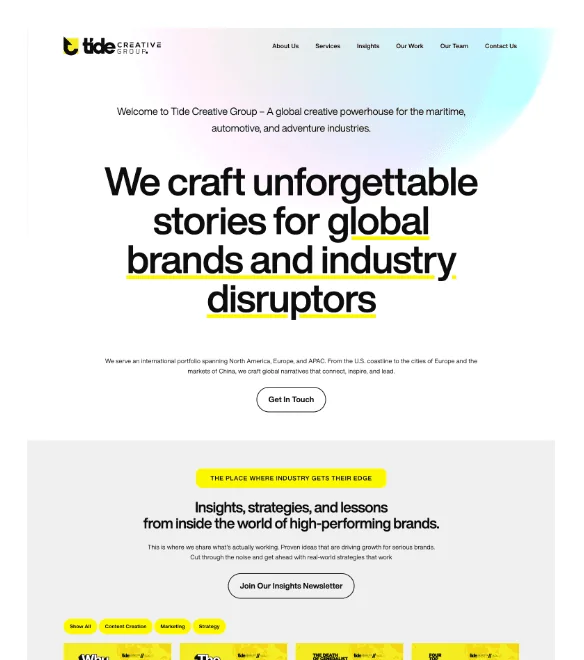 Tide Creative Group website designed by AFWD